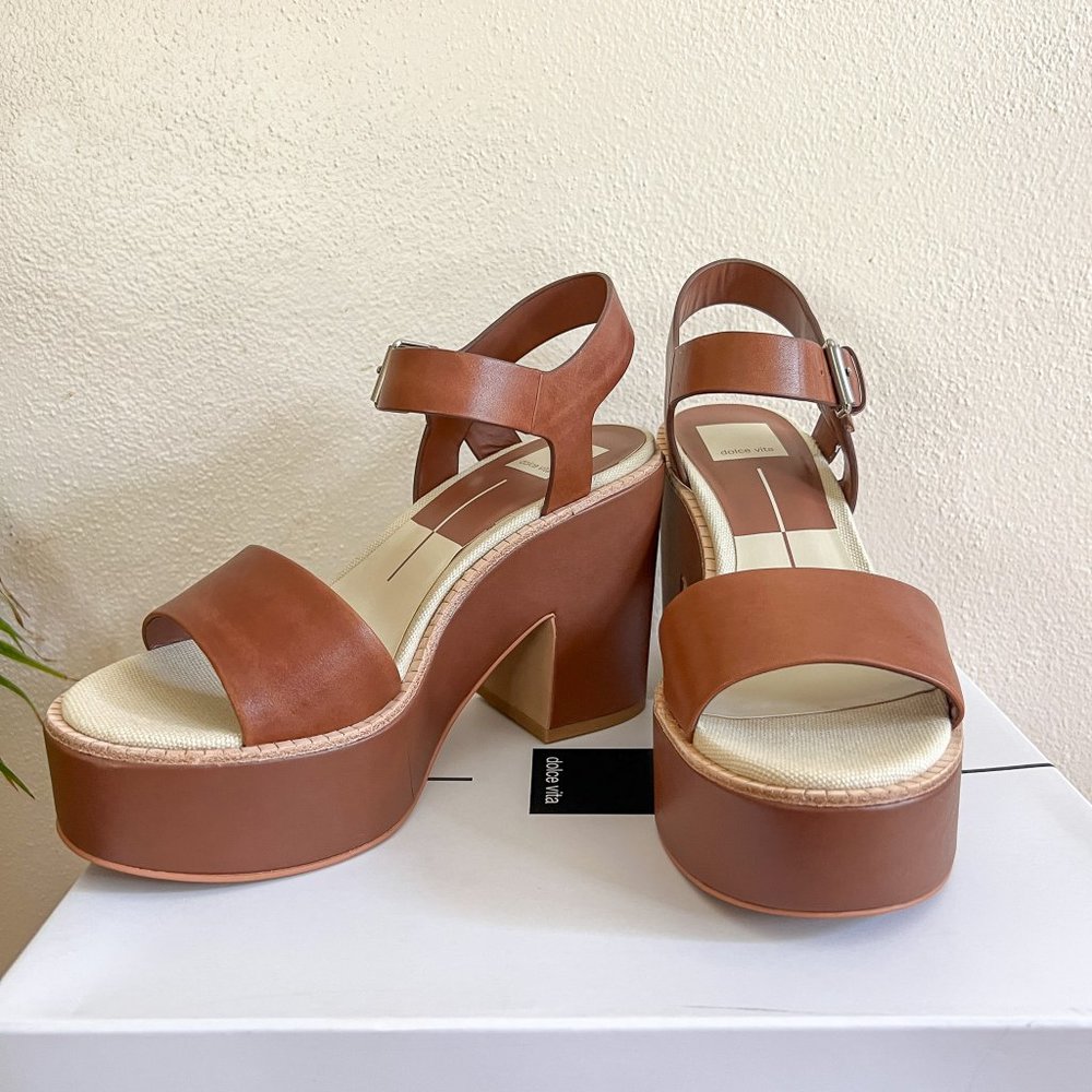 Dolce Vita  Brown Leather Elly Heels Wedges